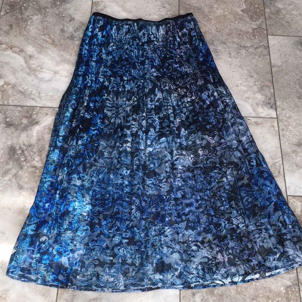 ELIE TAHARI EUC PRINT SHEER LINED A LINE MIDI SKIRT SIZE 6